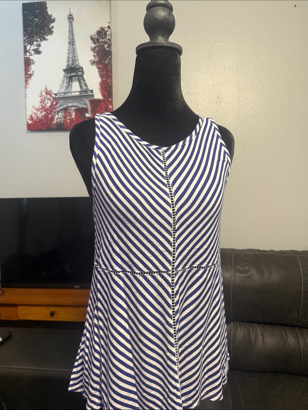 Ella Moss Navy and White Striped Tank Top